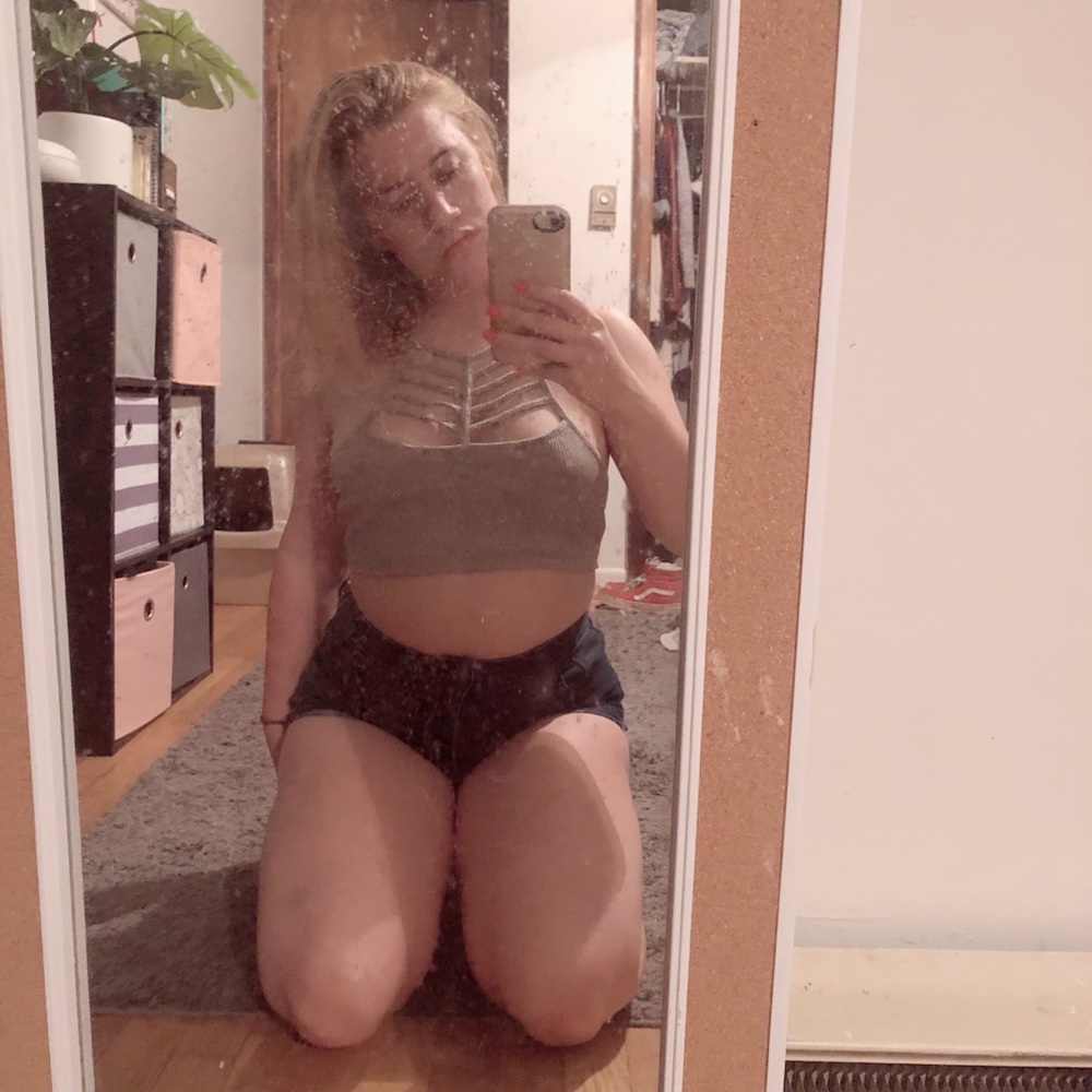 Grey halter crop top